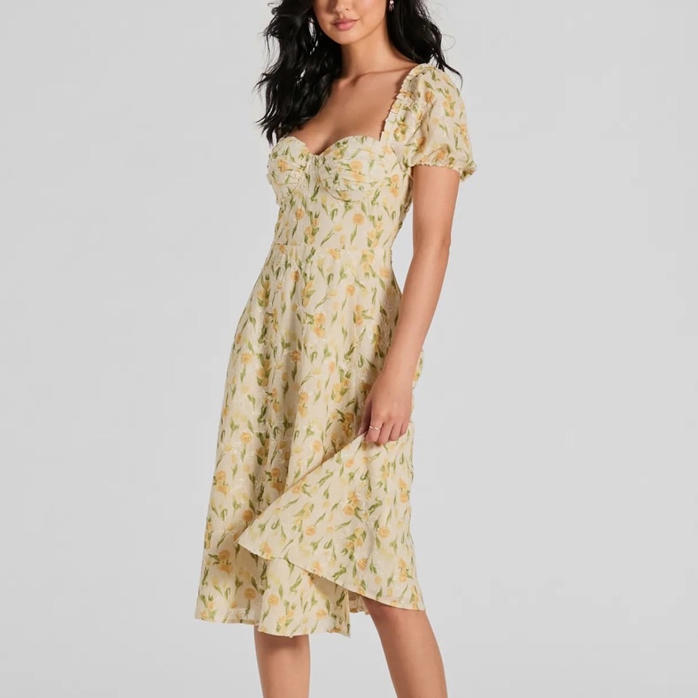 Lemon Print Cream Dress